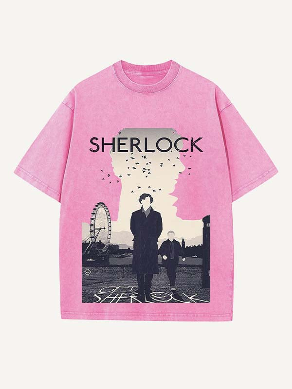 Sherlock Print Round Neck T-shirt