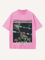 Giannis Antetokounmpo Print Round Neck T-shirt