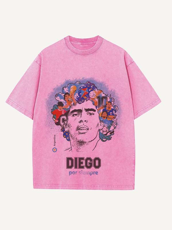 Diego Maradona Print Round Neck T-shirt