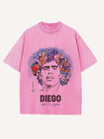 Diego Maradona Print Round Neck T-shirt
