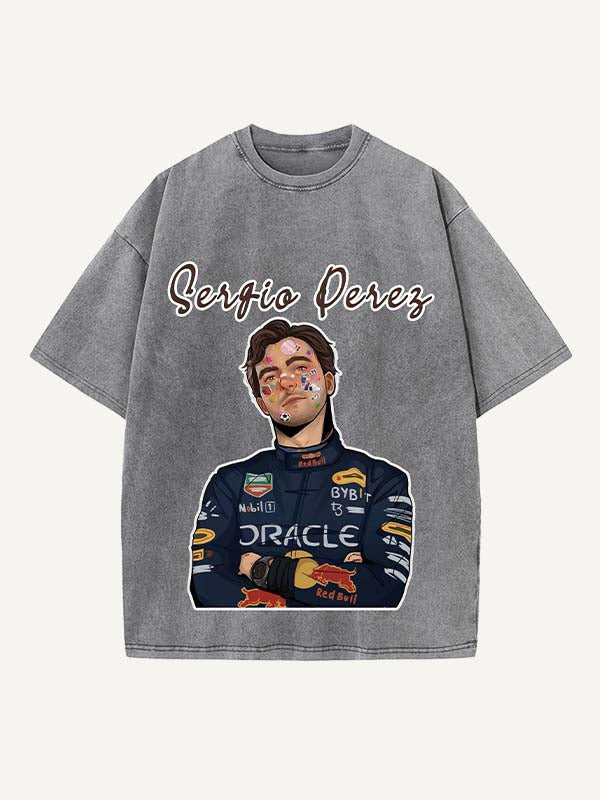 Sergio Perez Print Round Neck T-shirt