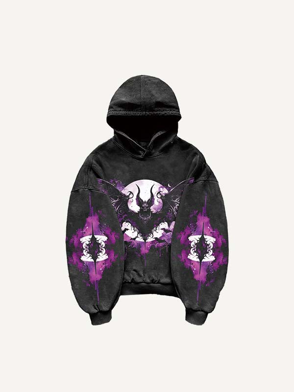 Halloween Figure&Bat&Graphic Print Slant Pockets Hoodie