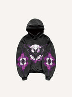Halloween Figure&Bat&Graphic Print Slant Pockets Hoodie