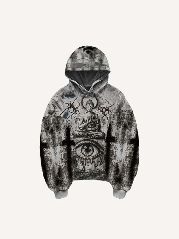 Figure&Eye&Skeleton&Graphic Print Slant Pockets Hoodie