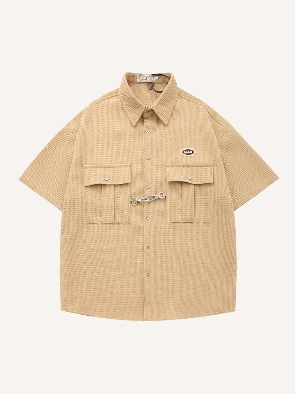 Solid Color College Style Shirt