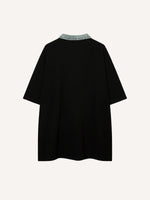 Letter&Star Patches Denim Lapel Polo Shirt