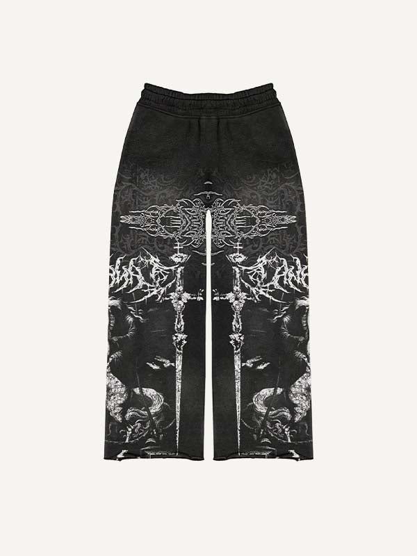 Figure&Horse&Wing&Graphic Print Elastic Waist Pants