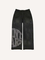 Mary&Pray&Letter Faux Rhinestones Print Elastic Waist Pants