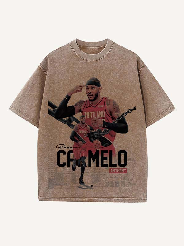 Carmelo Anthony Print Round Neck T-shirt
