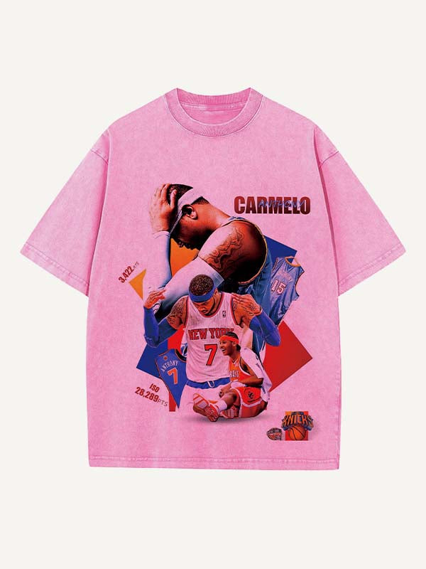 Carmelo Anthony Print Round Neck T-shirt