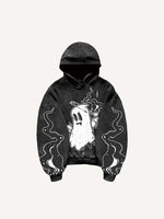 Halloween Ghost&Pistol&Graphic Print Slant Pockets Hoodie