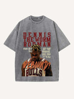 Dennis Rodman Print Round Neck T-shirt