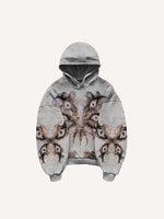 Eye&Wing&Graphic Print Slant Pockets Hoodie