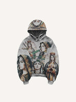 Mary&Pray&Letter Print Slant Pockets Hoodie