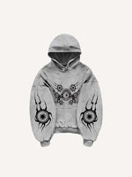 Star&Wing&Eyeball Print Slant Pockets Hoodie