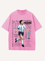 Diego Maradona Print Round Neck T-shirt