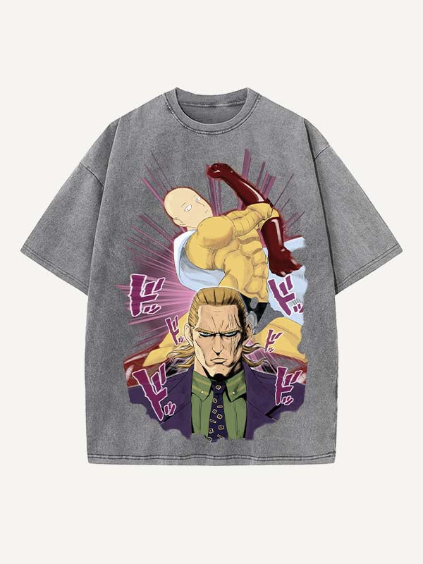 One-Punch Man Print Round Neck T-shirt