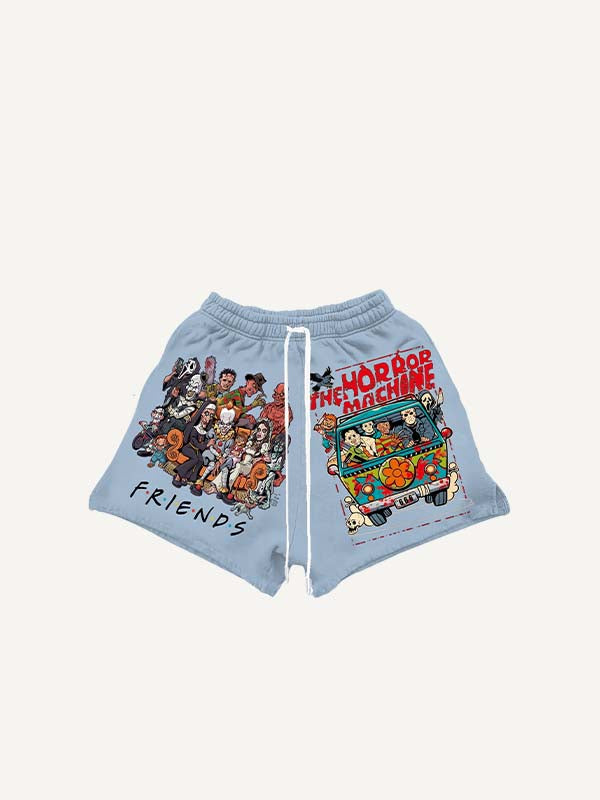 Halloween Horror Print Drawstring Waist Shorts