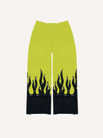Colorblock Fire Faux Decal Print Elastic Waist Pants