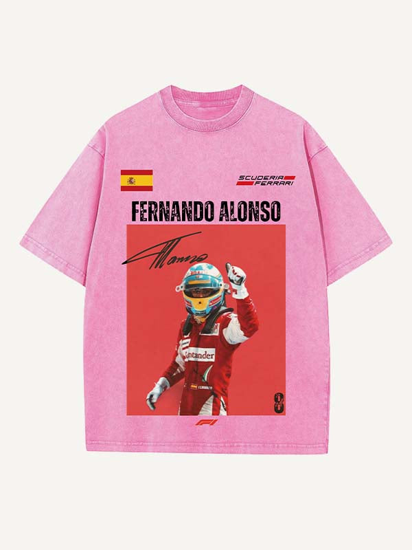 Fernando Alonso Print Round Neck T-shirt