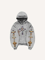 Cross&Figure&Pray&Graphic&Letter Print Slant Pockets Hoodie