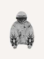 Tiger&Dragon&Animal Print Slant Pockets Hoodie