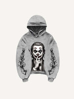 Joker&Angel&Demon&Pistol Print Slant Pockets Hoodie