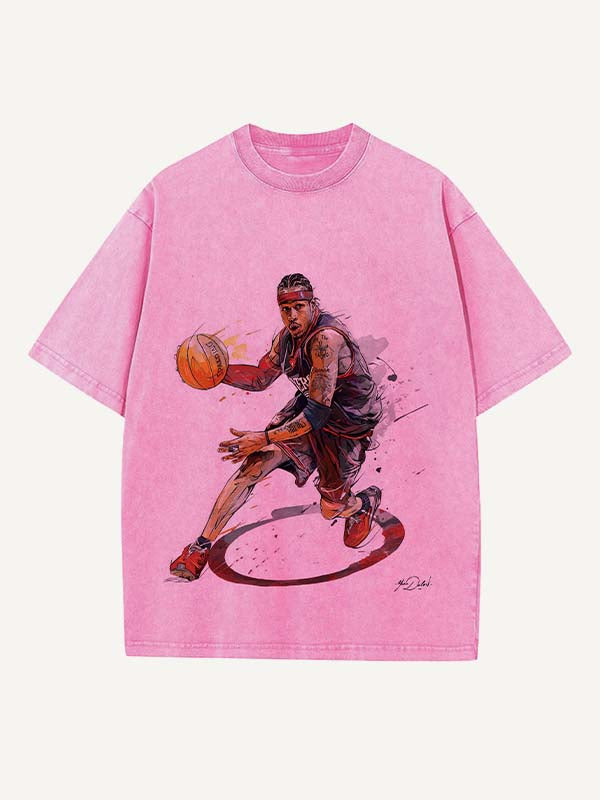 Allen Iverson Print Round Neck T-shirt
