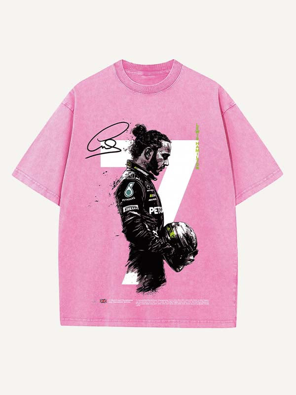 Lewis Hamilton Print Round Neck T-shirt