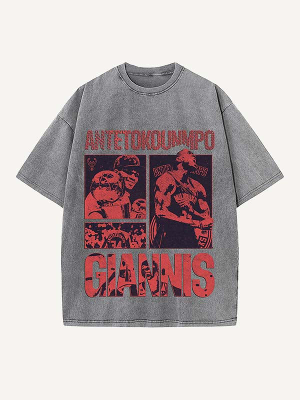 Giannis Antetokounmpo Print Round Neck T-shirt