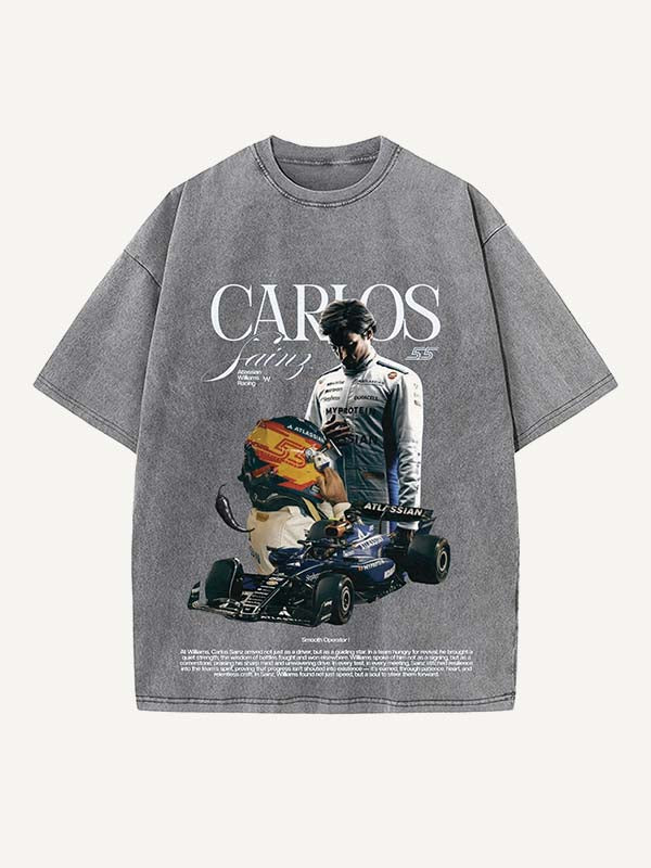 Carlos Sainz Print Round Neck T-shirt