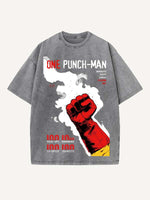 One-Punch Man Print Round Neck T-shirt