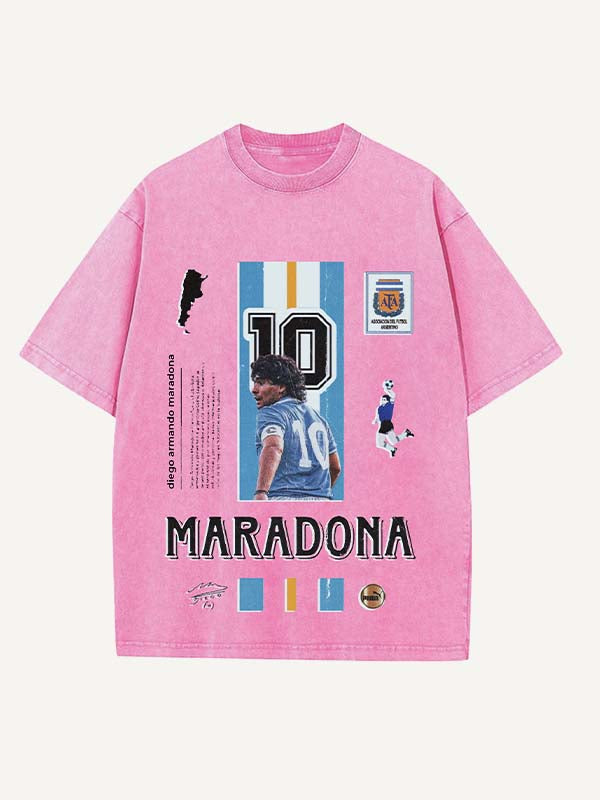 Diego Maradona Print Round Neck T-shirt