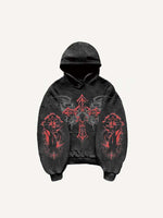 Figure&Cross Graphic Print Slant Pockets Hoodie