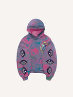 Skull&Mushroom&Eye&Letter Print Slant Pockets Hoodie