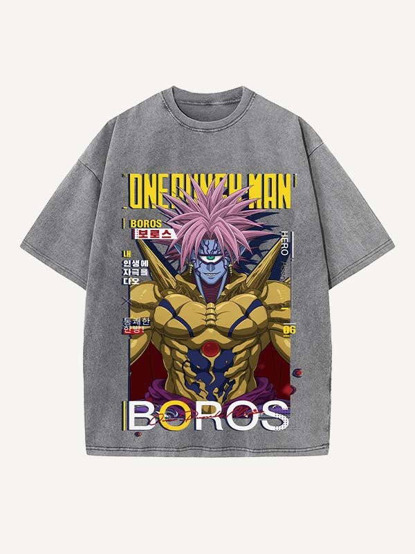 One-Punch Man Print Round Neck T-shirt