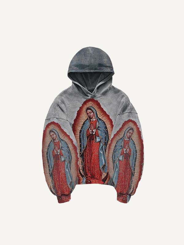 Mary&Pray&Floral Print Slant Pockets Hoodie