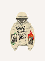 Sun&Moon&Star&Graphic Print Slant Pockets Hoodie