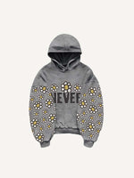 Floral&Letter Print Slant Pockets Hoodie