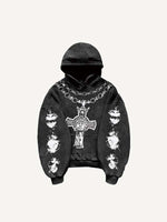 Jesus&Letter&Cross Print Slant Pockets Hoodie