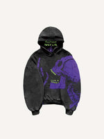 Skull&Letter Print Slant Pockets Hoodie