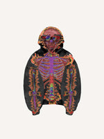 Skeleton Glow Print Slant Pockets Hoodie