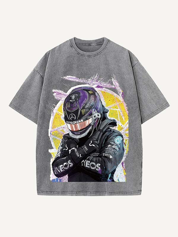 Lewis Hamilton Print Round Neck T-shirt