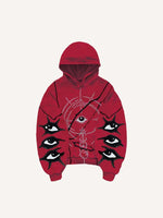 Eye&Graphic Faux Decal Print Slant Pockets Hoodie