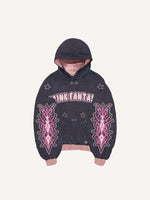 Colorblock Heart&Star Skeleton Team Graphic Faux Decal Print Slant Pockets Hoodie