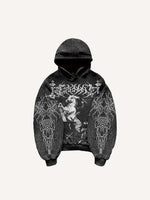 Figure&Horse&Wing&Graphic Print Slant Pockets Hoodie
