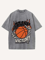 Basketball Aesthetic Print Round Neck T-shirt