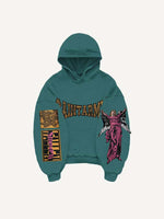 Figure&Wing&Letter Print Slant Pockets Hoodie
