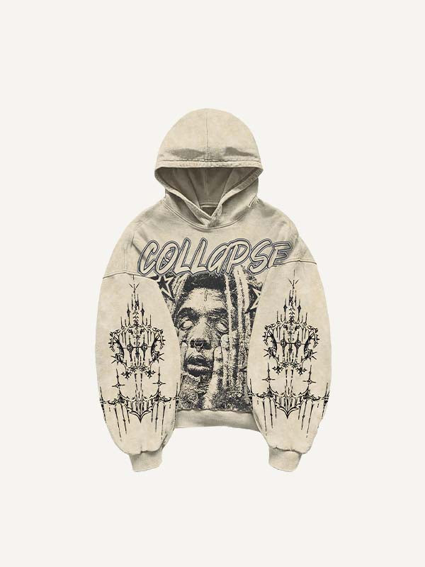 Figure&Star Graphic Print Slant Pockets Hoodie