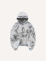 Angel&Letter Print Slant Pockets Hoodie